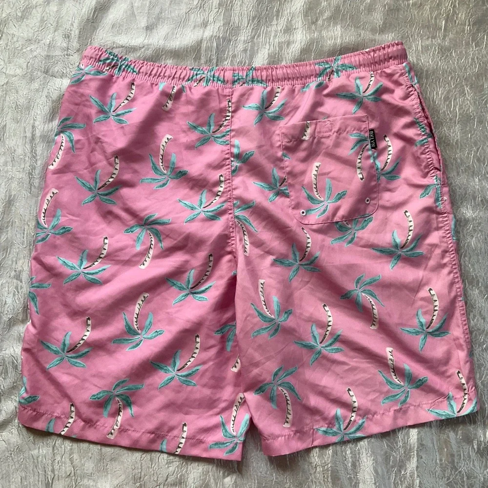 BKLYN Cloth Mens Kent Ave Volley Swim Trunks Shorts Palm Tree 2XL Bathing Suit